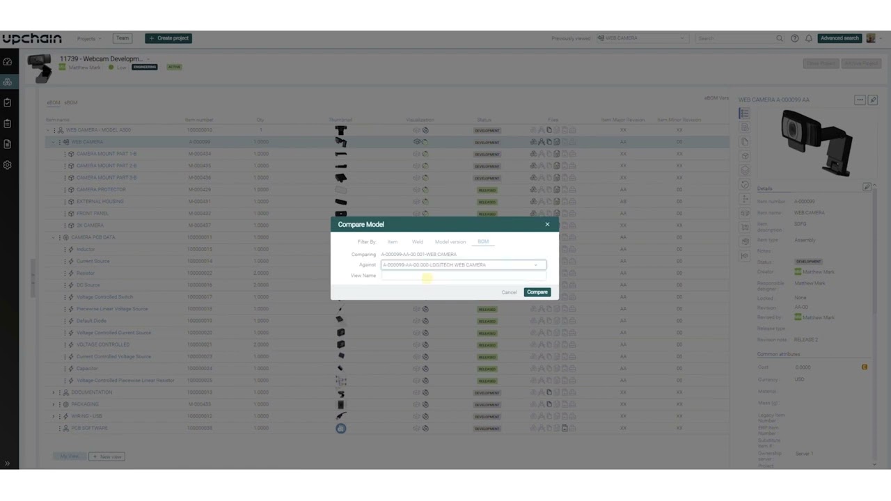 Upchain BOM Management & Visualization