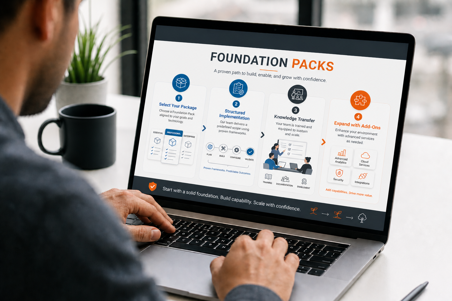 Person working to select foundation packs