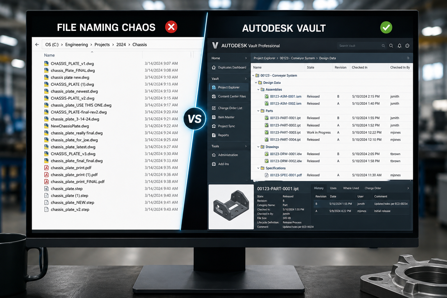 autodesk-vault-pdm-file-version-control-software Autodesk Vault Product Data Management and File Version Control