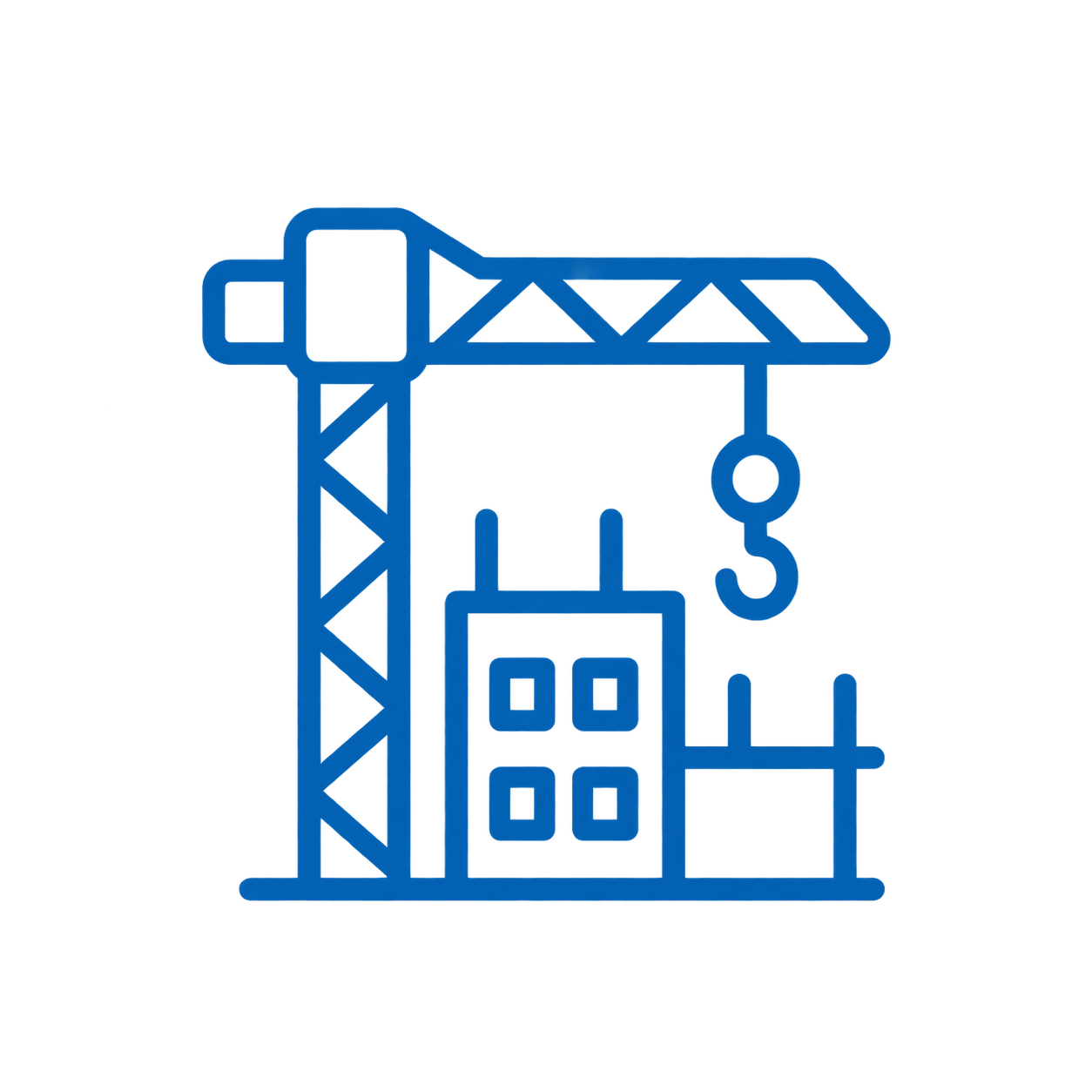 Forma Build icon – construction crane and building
