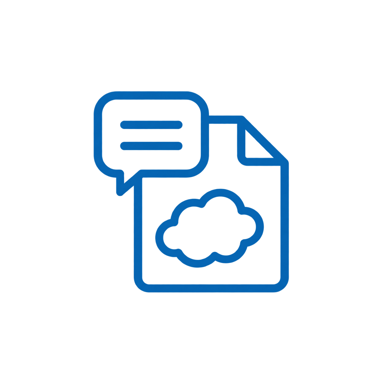 icon-plain-language Speech bubble and document with a markup cloud icon