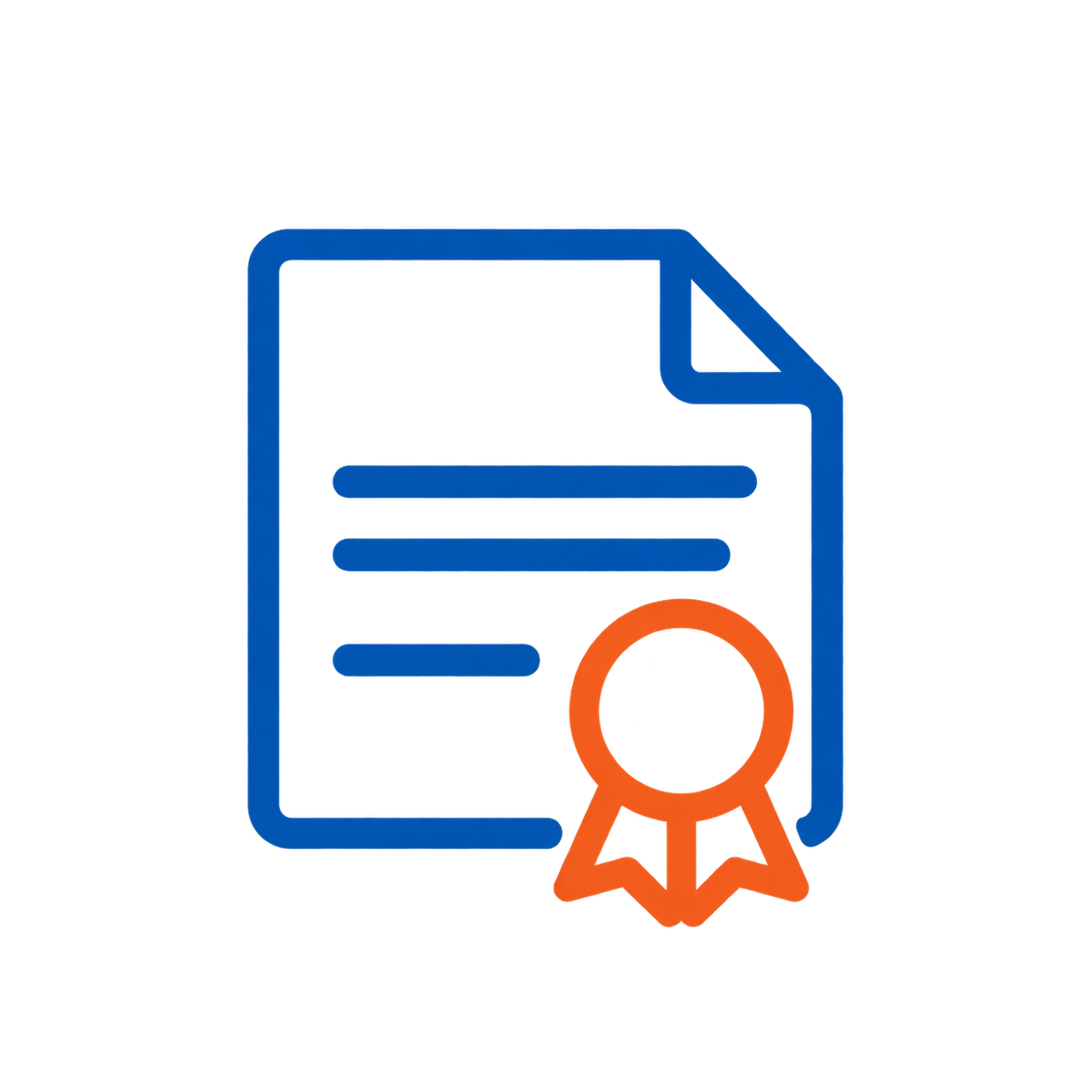 Blue Certificate with Orange Award Seal Certificate icon with an award seal