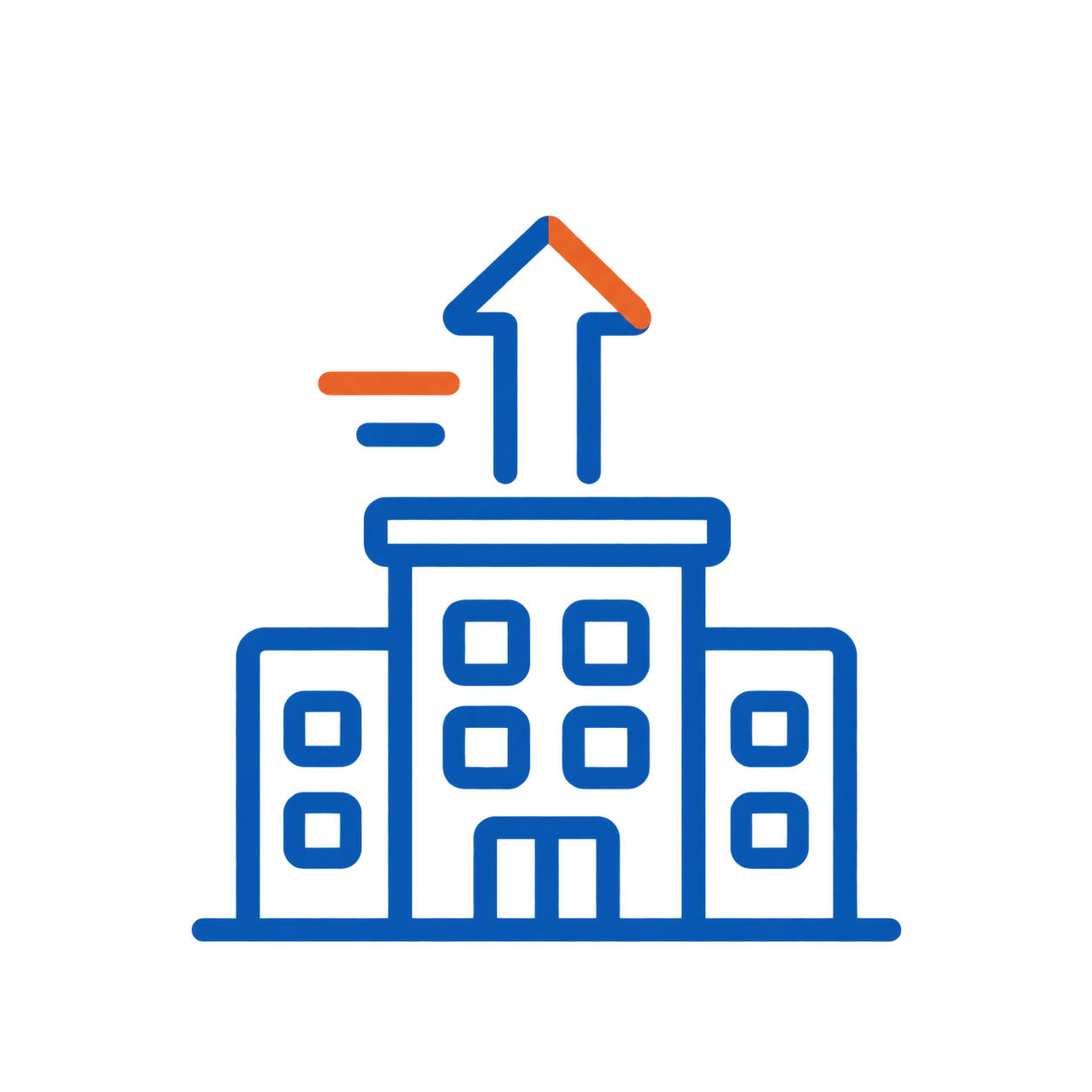 Building icon with an upward arrow